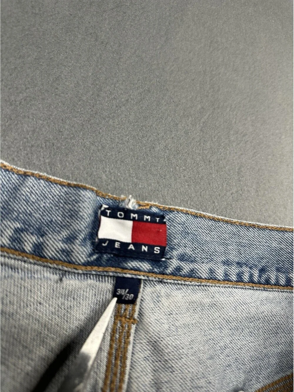 Mens Tommy Hilfiger Baggy Carpenter Jeans Blue Y2K Vintage Streetwear 34x30